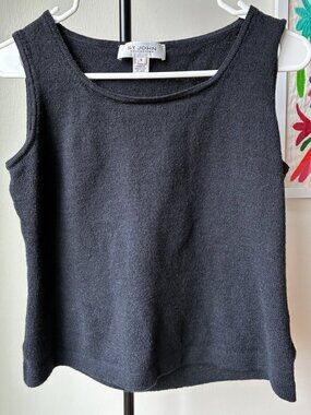 St. John Collection Black Wool Knit Sleeveless Top - Size S